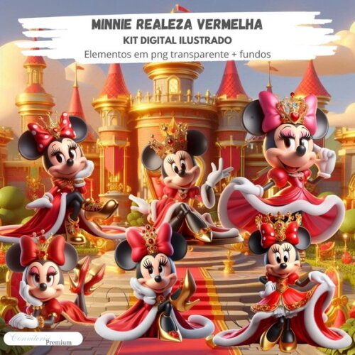 Kit Digital Completo Ia em 3d - Minnie Vermelha + 1 Brinde
