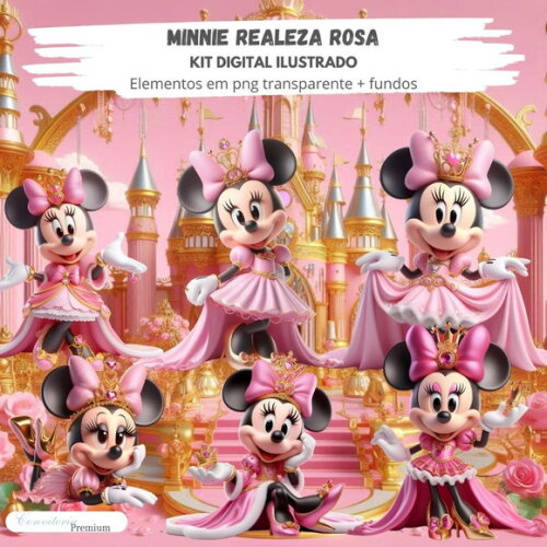 Kit Digital Completo Ia em 3d - Minnie Rosa + 1 Brinde