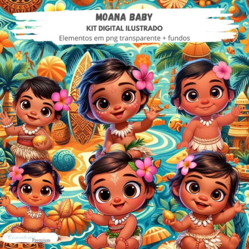 Kit Digital Completo Ia em 3d - Moana Baby + 1 Brinde