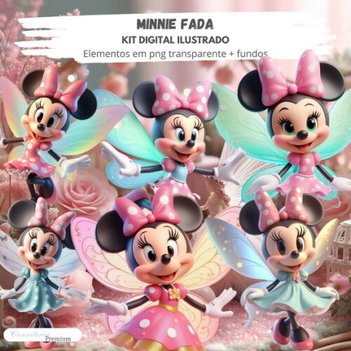 Kit Digital Completo Ia em 3d - Minnie Fada + 1 Brinde