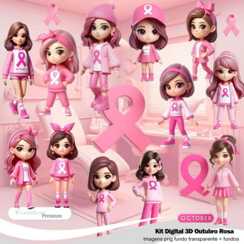 Kit Digital Completo Ia em 3d - Outubro Rosa + 1 Brinde