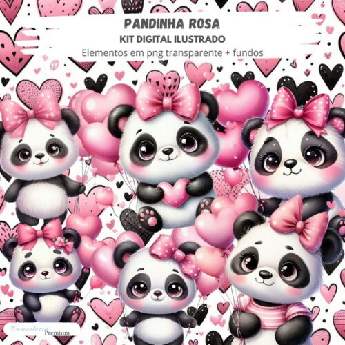 Kit Digital Completo Ia em 3d - Pandinha Rosa + 1 Brinde