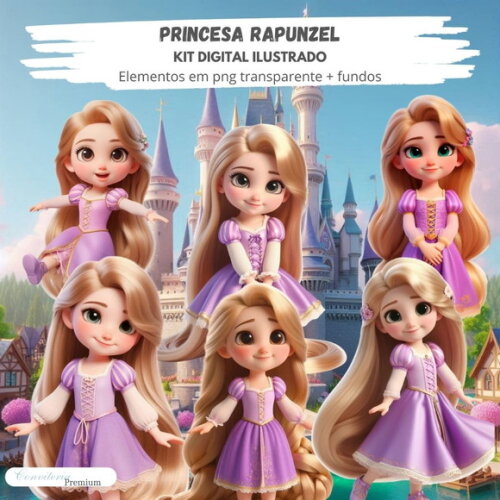 Kit Digital Completo Ia em 3d - Princesa Rapunzel + 1 Brinde