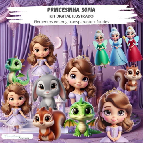 Kit Digital Completo Ia em 3d - Princesinha Sofia + 1 Brinde
