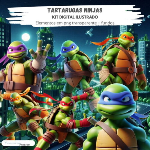 Kit Digital Completo Ia em 3d - Tartarugas Ninja + 1 Brinde