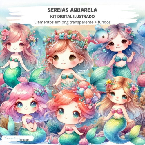 Kit Digital Completo Ia em 3d - Sereias + 1 Brinde