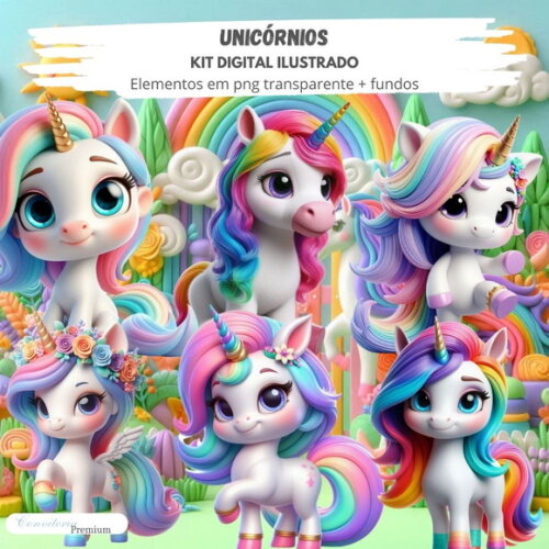 Kit Digital Completo Ia em 3d - Unicórnios + 1 Brinde