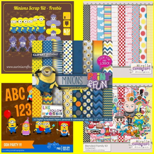 Kit Digital Minions - 5 Kits diferentes