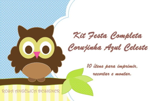 Kit Festa Corujinha Azul Celeste - Digital