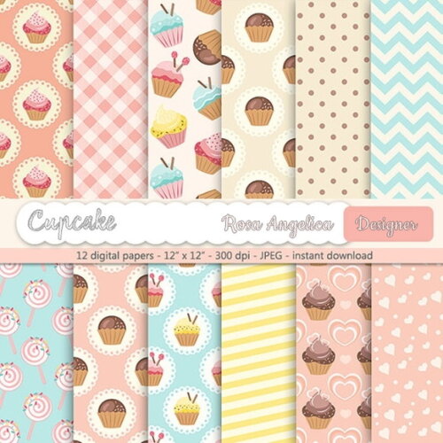 Kit Papéis Digitais Cupcake