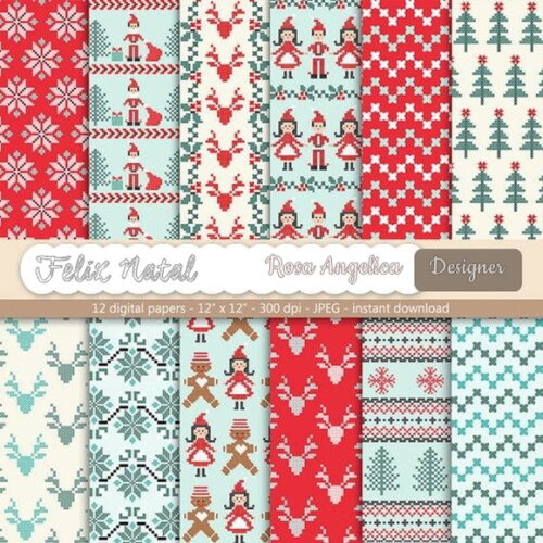 Kit Papéis Digitais Feliz Natal