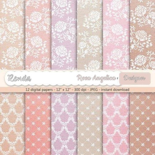 Kit Papéis Digitais Renda