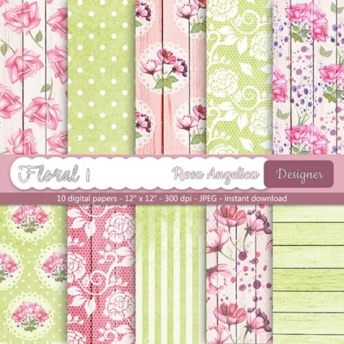 Kit Papéis Digitais Floral 1