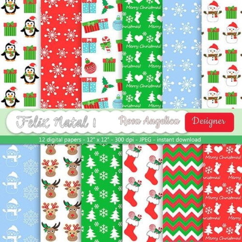 Kit Papéis Digitais Feliz Natal 1