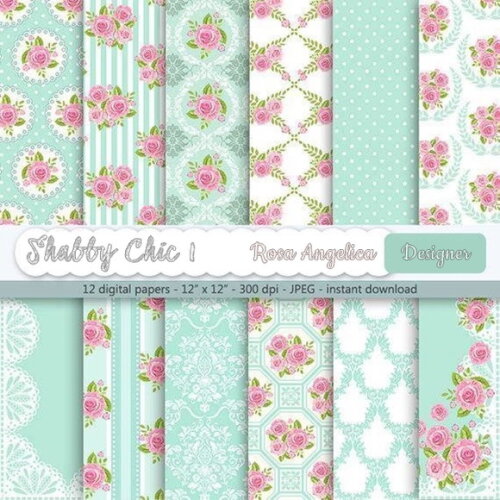 Kit Papéis Digitais Shabby Chic