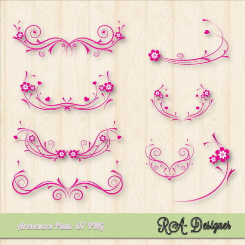 Kit Vetores - Arquivos Digitais em PNG Arebescos Pink