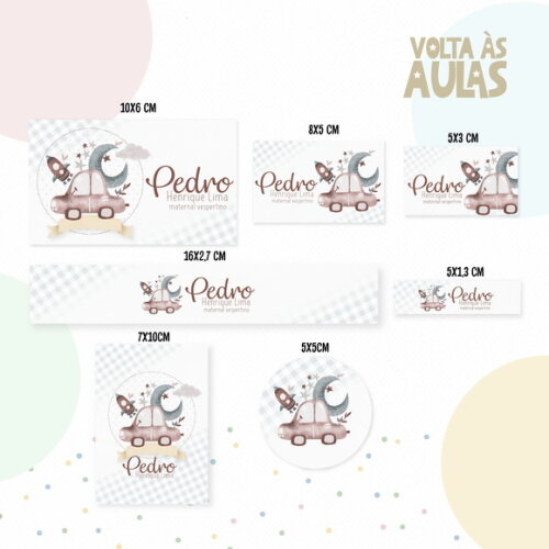 Kit Volta às Aulas Completo com Etiquetas - Carrinho