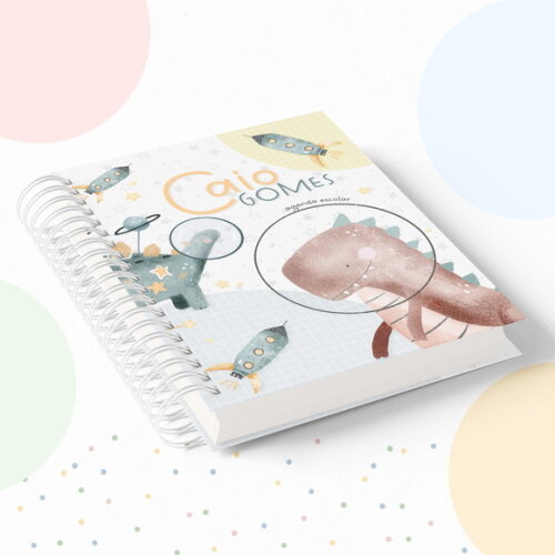 Kit Volta às Aulas Completo com Etiquetas - Dino Espaço