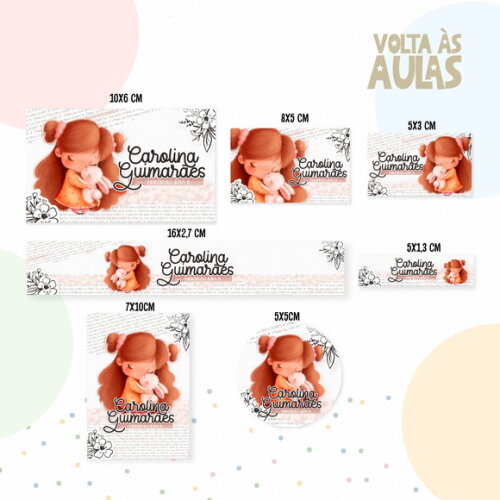 Kit Volta às Aulas Completo com Etiquetas - Menina e Coelho