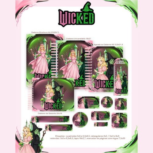 Kit Volta às Aulas Completo Etiquetas Personalizado - Wicked