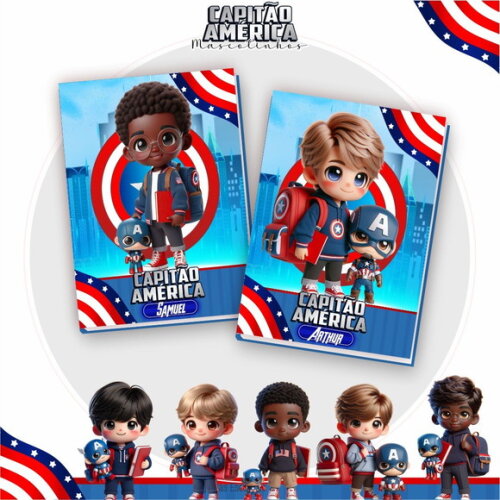 Kit Volta às Aulas Completo Mascote Ia - Capitão América