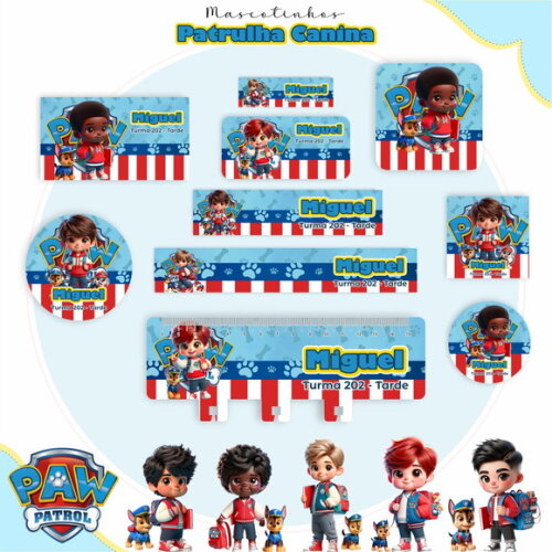 Kit Volta às Aulas Completo Mascote Ia - Patrulha Canina