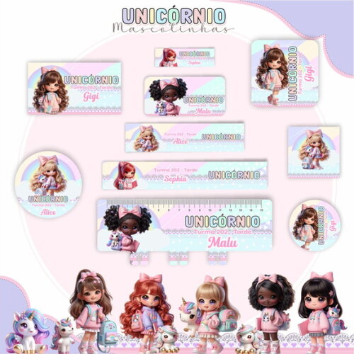 Kit Volta às Aulas Completo Mascote Ia - Unicórnio