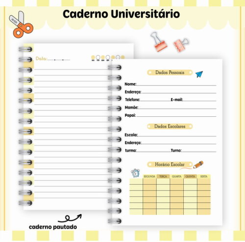 Kit Volta às Aulas Completo Personalizado - Amarelo