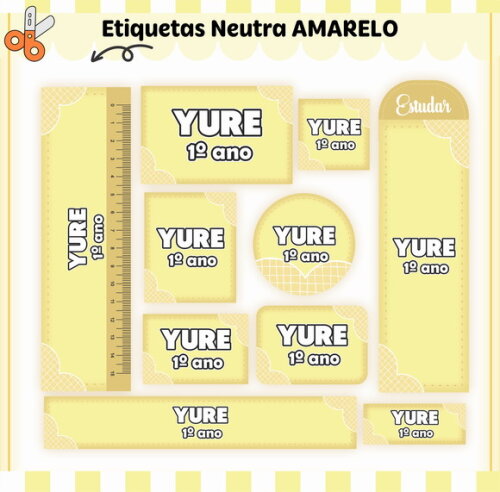 Kit Volta às Aulas Completo Personalizado - Amarelo