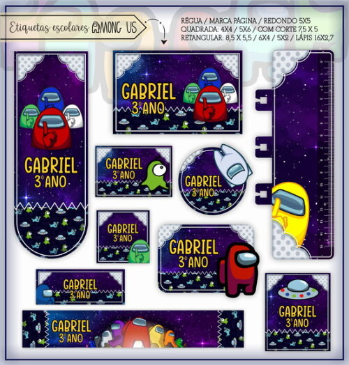 Kit Volta às Aulas Completo PERSONALIZADO - Among Us