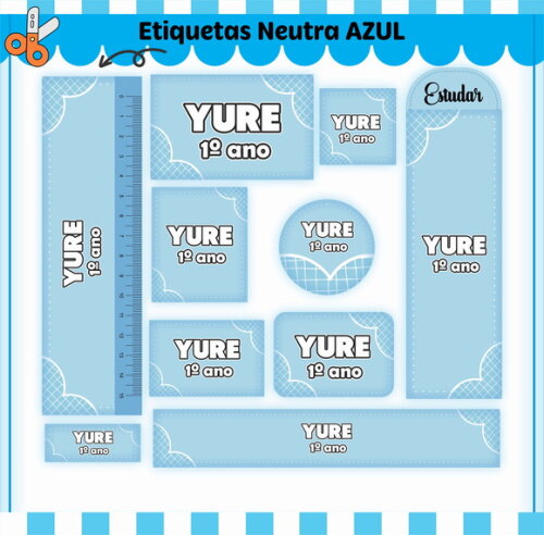 Kit Volta às Aulas Completo Personalizado - Azul