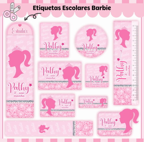 Kit Volta às Aulas Completo Personalizado - Barbie