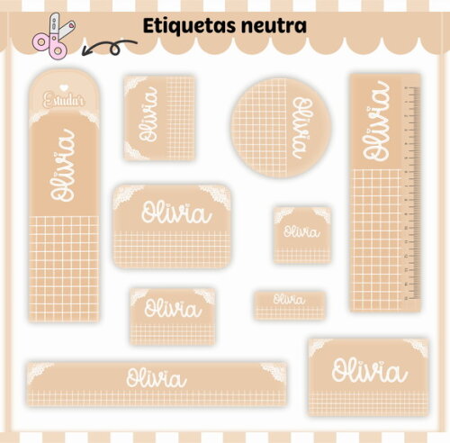 Kit Volta às Aulas Completo Personalizado - Bege