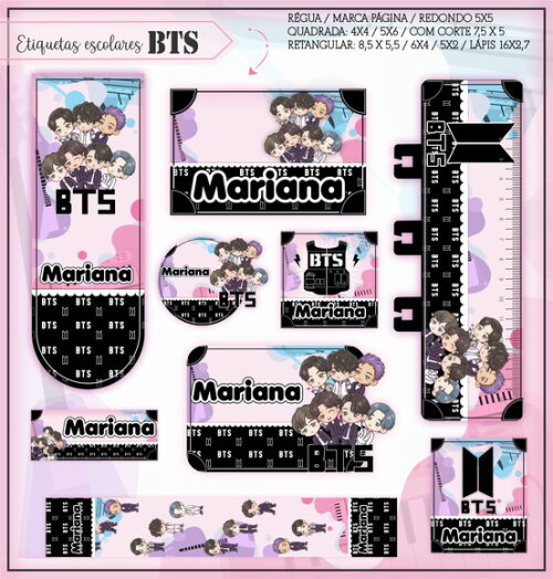 Kit Volta às Aulas Completo PERSONALIZADO - BTS