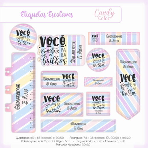 Kit Volta às Aulas Completo PERSONALIZADO - Candy Color