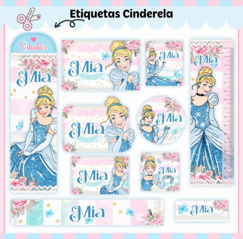 Kit Volta às Aulas Completo Personalizado - Cinderela