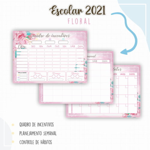 Kit Volta às Aulas Completo PERSONALIZADO - Floral