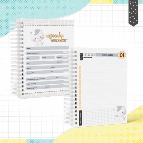 Kit Volta às Aulas Completo PERSONALIZADO - Gatinho