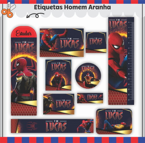 Kit Volta às Aulas Completo Personalizado - Homem Aranha