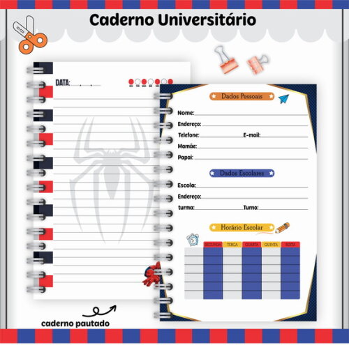 Kit Volta às Aulas Completo Personalizado - Homem Aranha