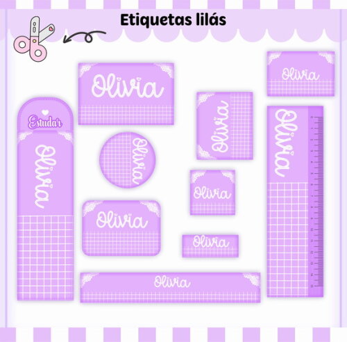 Kit Volta às Aulas Completo Personalizado - Lilás