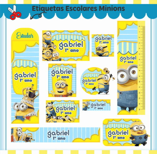 Kit Volta às Aulas Completo Personalizado - Minions
