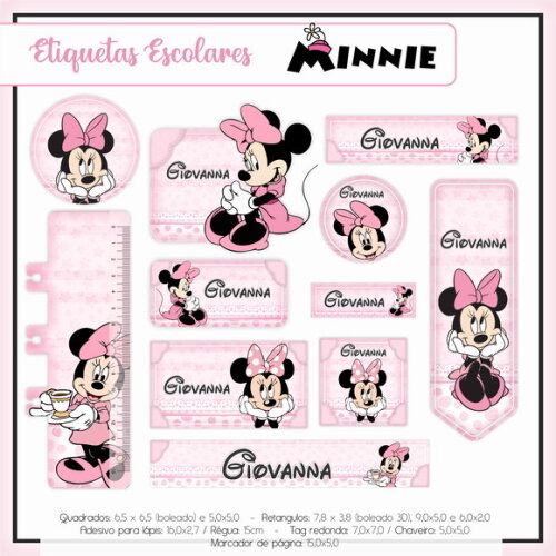 Kit Volta às Aulas Completo PERSONALIZADO - Minnie Rosa