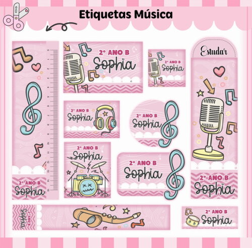 Kit Volta às Aulas Completo Personalizado - Música Menina
