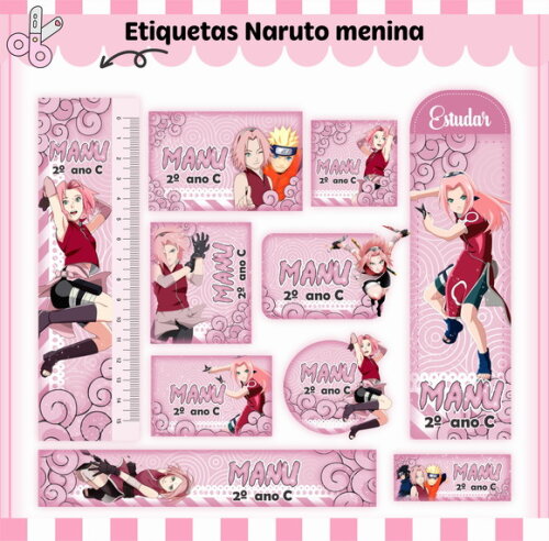 Kit Volta às Aulas Completo Personalizado - Naruto Menina