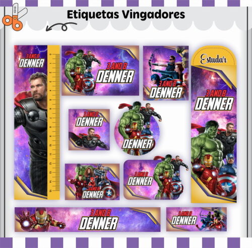 Kit Volta às Aulas Completo Personalizado - os Vingadores