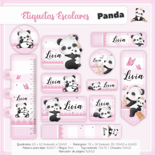 Kit Volta às Aulas Completo PERSONALIZADO - Panda Menina