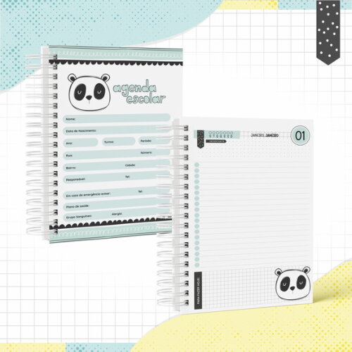 Kit Volta às Aulas Completo PERSONALIZADO - Panda Menino