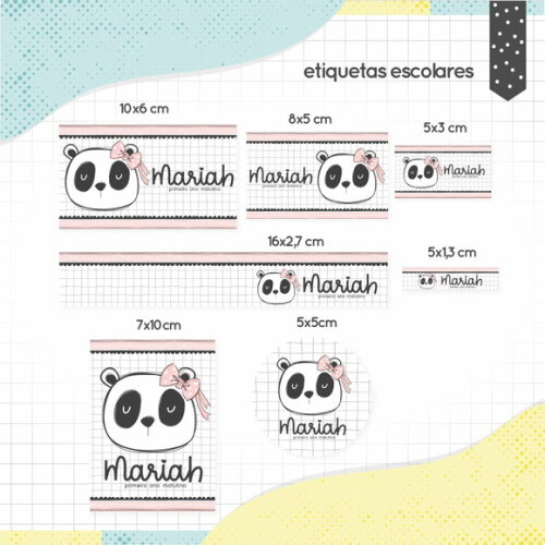 Kit Volta às Aulas Completo PERSONALIZADO - Panda Menina 01