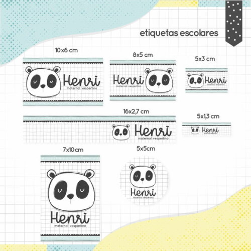 Kit Volta às Aulas Completo PERSONALIZADO - Panda Menino